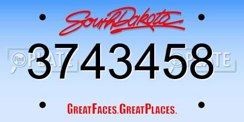3743458 South Dakota License Plate