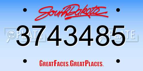3743485 South Dakota License Plate