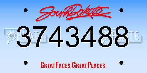 3743488 South Dakota License Plate