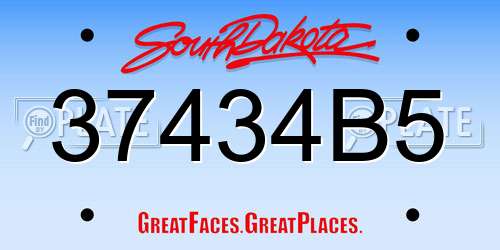 37434B5 South Dakota License Plate