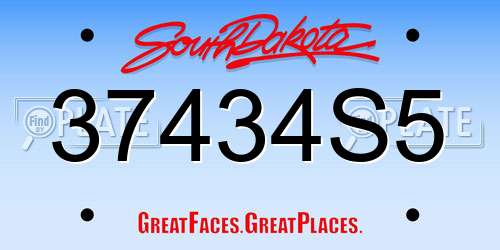 37434S5 South Dakota License Plate