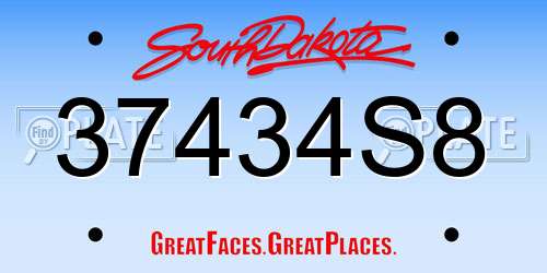 37434S8 South Dakota License Plate