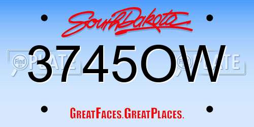 3745OW South Dakota License Plate
