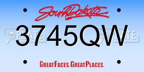 3745QW South Dakota License Plate
