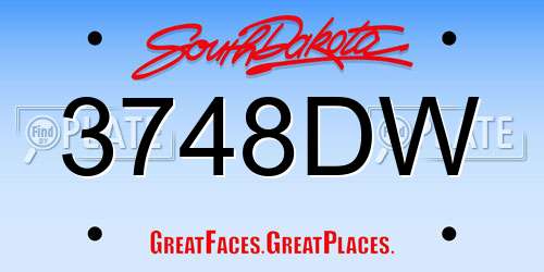 3748DW South Dakota License Plate