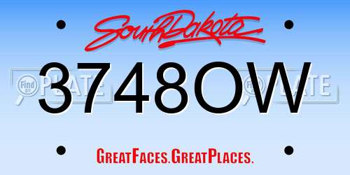3748OW South Dakota License Plate