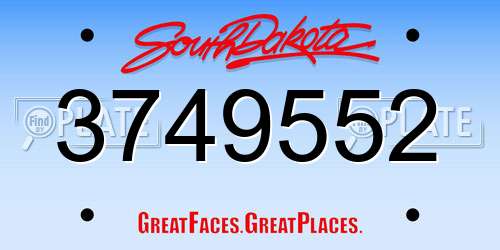 3749552 South Dakota License Plate