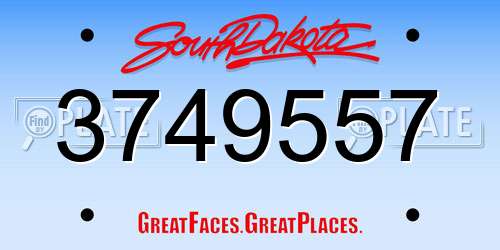 3749557 South Dakota License Plate