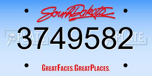 3749582 South Dakota License Plate