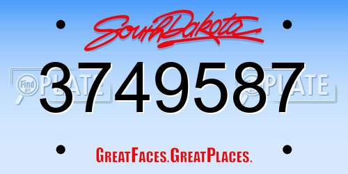 3749587 South Dakota License Plate