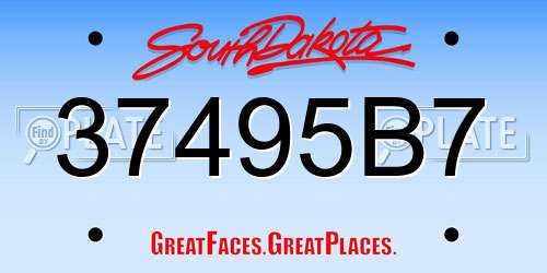 37495B7 South Dakota License Plate