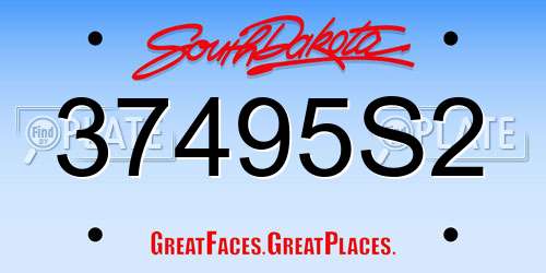 37495S2 South Dakota License Plate