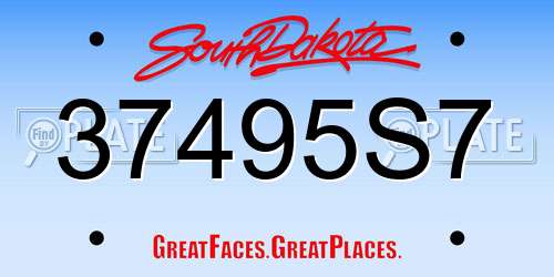 37495S7 South Dakota License Plate
