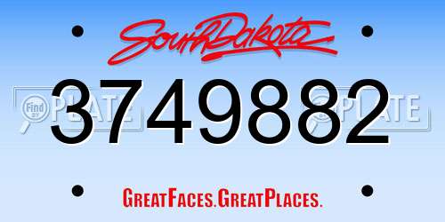 3749882 South Dakota License Plate