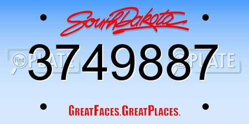 3749887 South Dakota License Plate