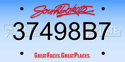 37498B7 South Dakota License Plate