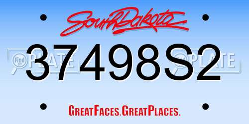 37498S2 South Dakota License Plate