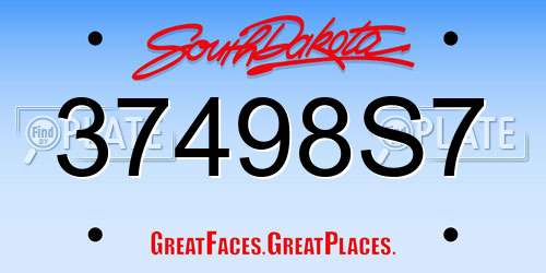37498S7 South Dakota License Plate