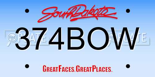 374BOW South Dakota License Plate