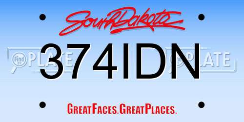 374IDN South Dakota License Plate