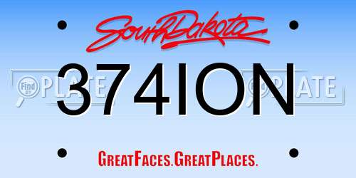 374ION South Dakota License Plate