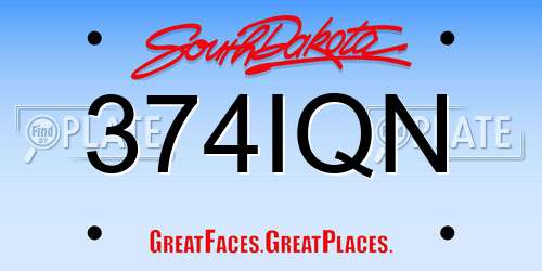 374IQN South Dakota License Plate