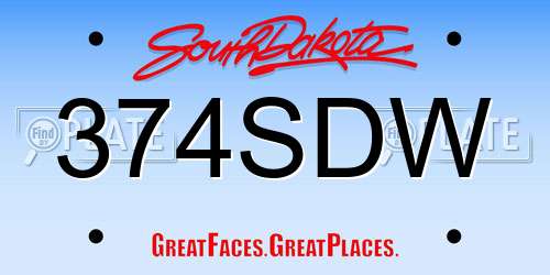 374SDW South Dakota License Plate