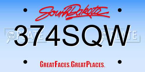 374SQW South Dakota License Plate