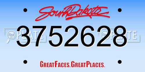3752628 South Dakota License Plate