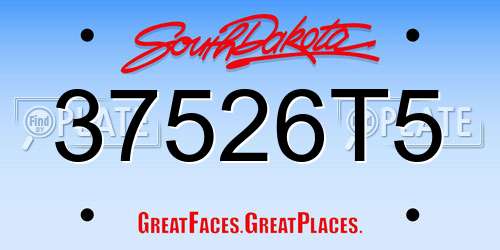 37526T5 South Dakota License Plate