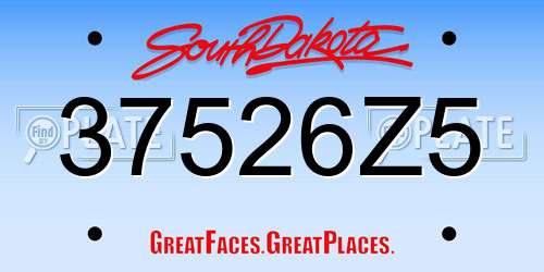 37526Z5 South Dakota License Plate