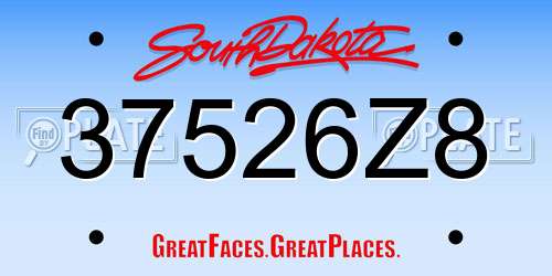 37526Z8 South Dakota License Plate