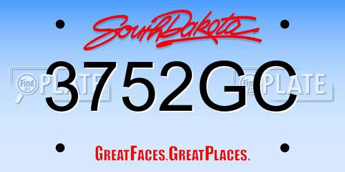 3752GC South Dakota License Plate