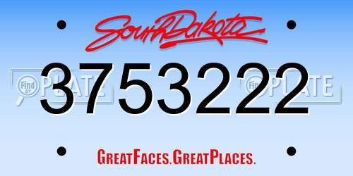 3753222 South Dakota License Plate