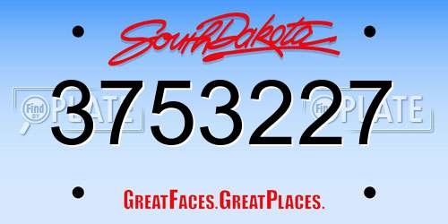 3753227 South Dakota License Plate