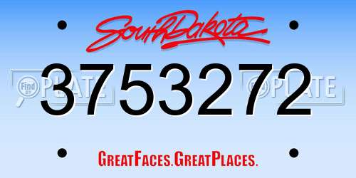 3753272 South Dakota License Plate