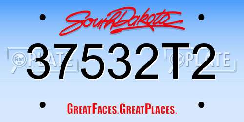 37532T2 South Dakota License Plate