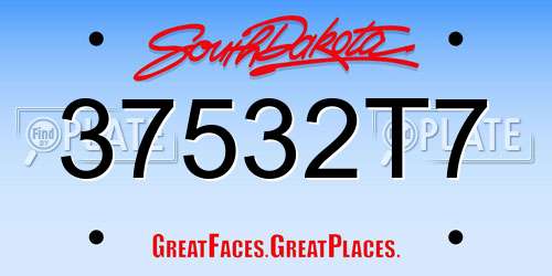 37532T7 South Dakota License Plate