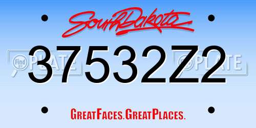 37532Z2 South Dakota License Plate