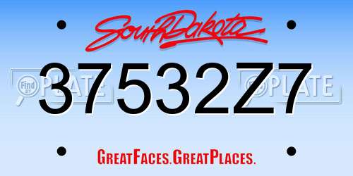 37532Z7 South Dakota License Plate