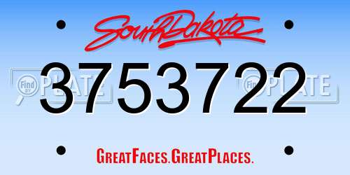 3753722 South Dakota License Plate