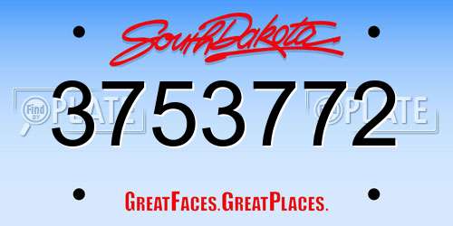 3753772 South Dakota License Plate