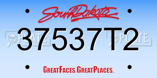 37537T2 South Dakota License Plate