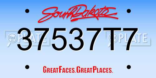 37537T7 South Dakota License Plate