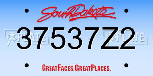 37537Z2 South Dakota License Plate