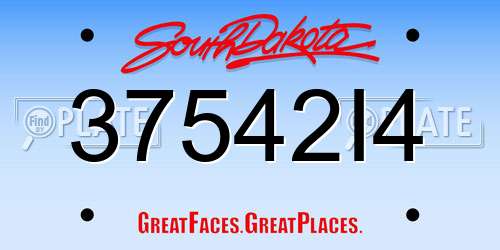 37542I4 South Dakota License Plate