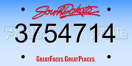 3754714 South Dakota License Plate