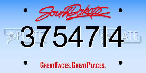 37547I4 South Dakota License Plate