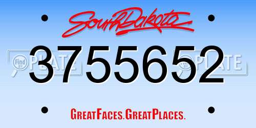 3755652 South Dakota License Plate