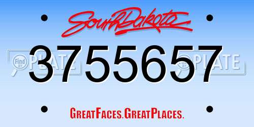 3755657 South Dakota License Plate